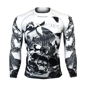 RAVEN SKULL -Black [FX-125K] Full graphic compression long sleeve shirt
